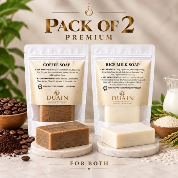 Pack of 2 Premium Soap - Coffee Soap + Rice Milk Soap